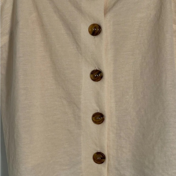 Topshop Button Cami Top Size 12 Beige Tie Back - Picture 2 of 4